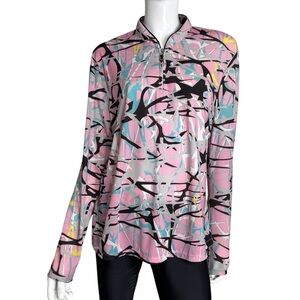 Jamie Sadock Sunsence Pink and Black‎ Graphic Long SPF 50 Sleeve Blouse